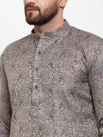 Thumbnail for Jompers Men Grey & White Woven Design Kurta with Churidar - Distacart