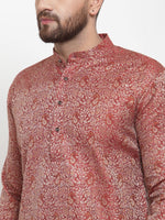 Thumbnail for Jompers Men Maroon & White Woven Design Kurta with Churidar - Distacart