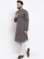 Thumbnail for Jompers Men Navy-Blue & White Woven Design Kurta Only - Distacart