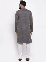 Thumbnail for Jompers Men Navy-Blue & White Woven Design Kurta Only - Distacart