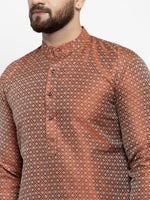 Thumbnail for Jompers Men Orange & White Woven Design Kurta with Churidar - Distacart