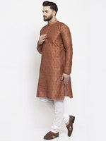 Thumbnail for Jompers Men Brown & Grey Jacquard Kurta Only - Distacart