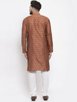 Thumbnail for Jompers Men Brown & Grey Jacquard Kurta Only - Distacart