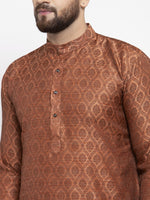 Thumbnail for Jompers Men Brown & Grey Jacquard Kurta Only - Distacart