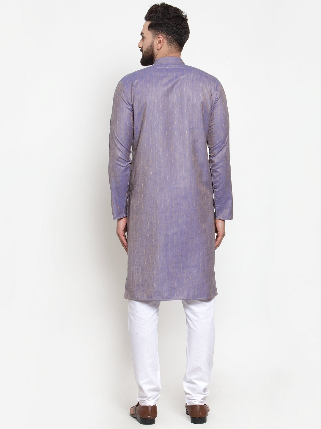 Jompers Men Blue & White Self Design Kurta Only - Distacart