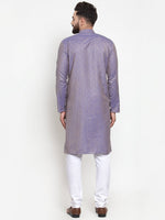 Thumbnail for Jompers Men Blue & White Self Design Kurta Only - Distacart