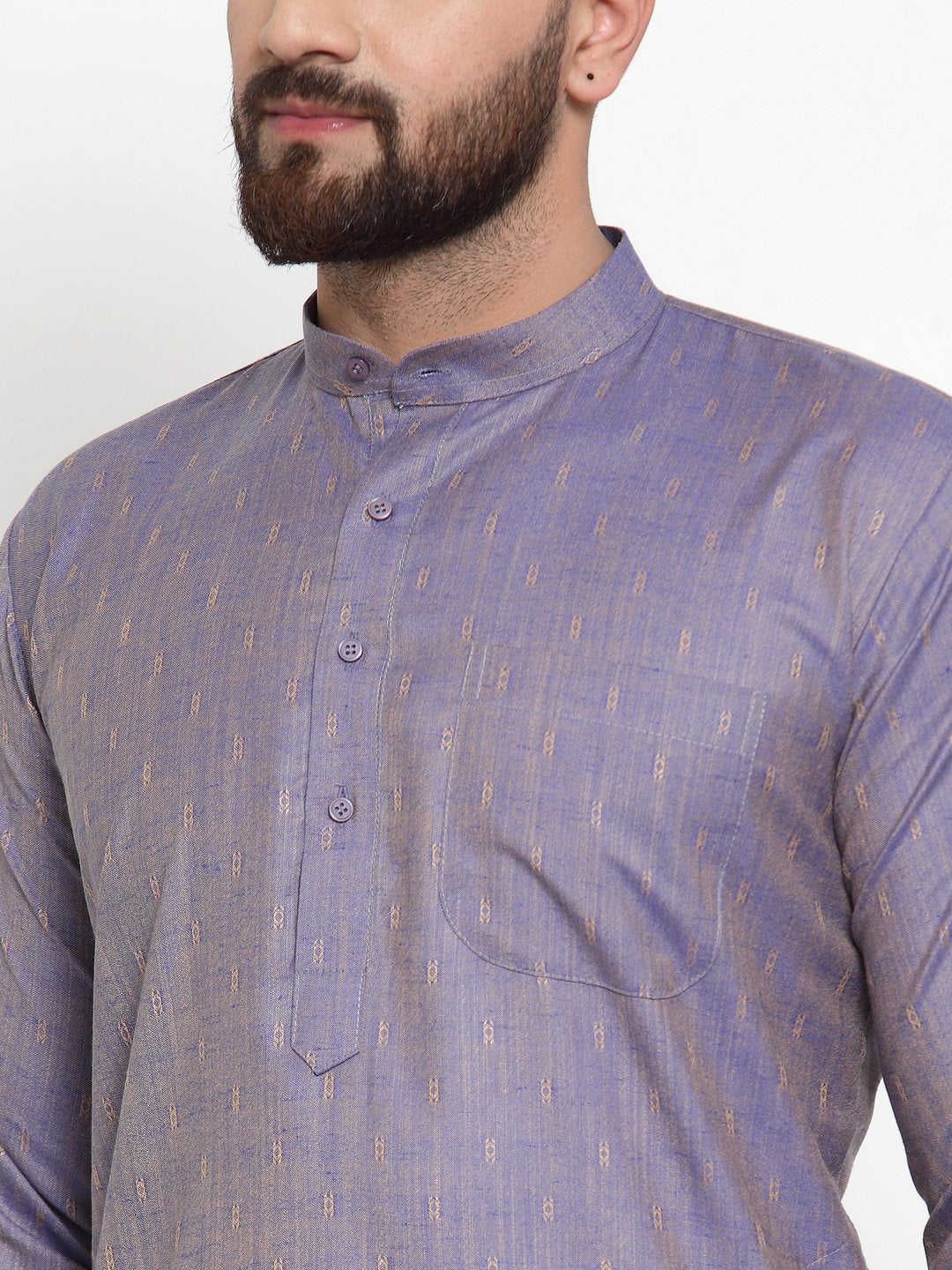 Jompers Men Blue & White Self Design Kurta Only - Distacart