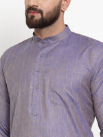 Thumbnail for Jompers Men Blue & White Self Design Kurta Only - Distacart