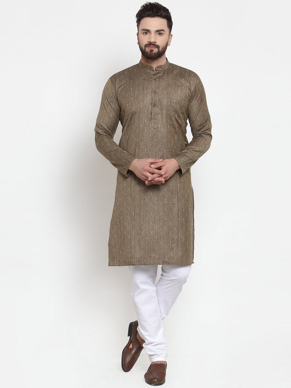 Jompers Men Bronze & White Self Design Kurta Only - Distacart