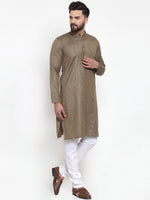 Thumbnail for Jompers Men Bronze & White Self Design Kurta Only - Distacart