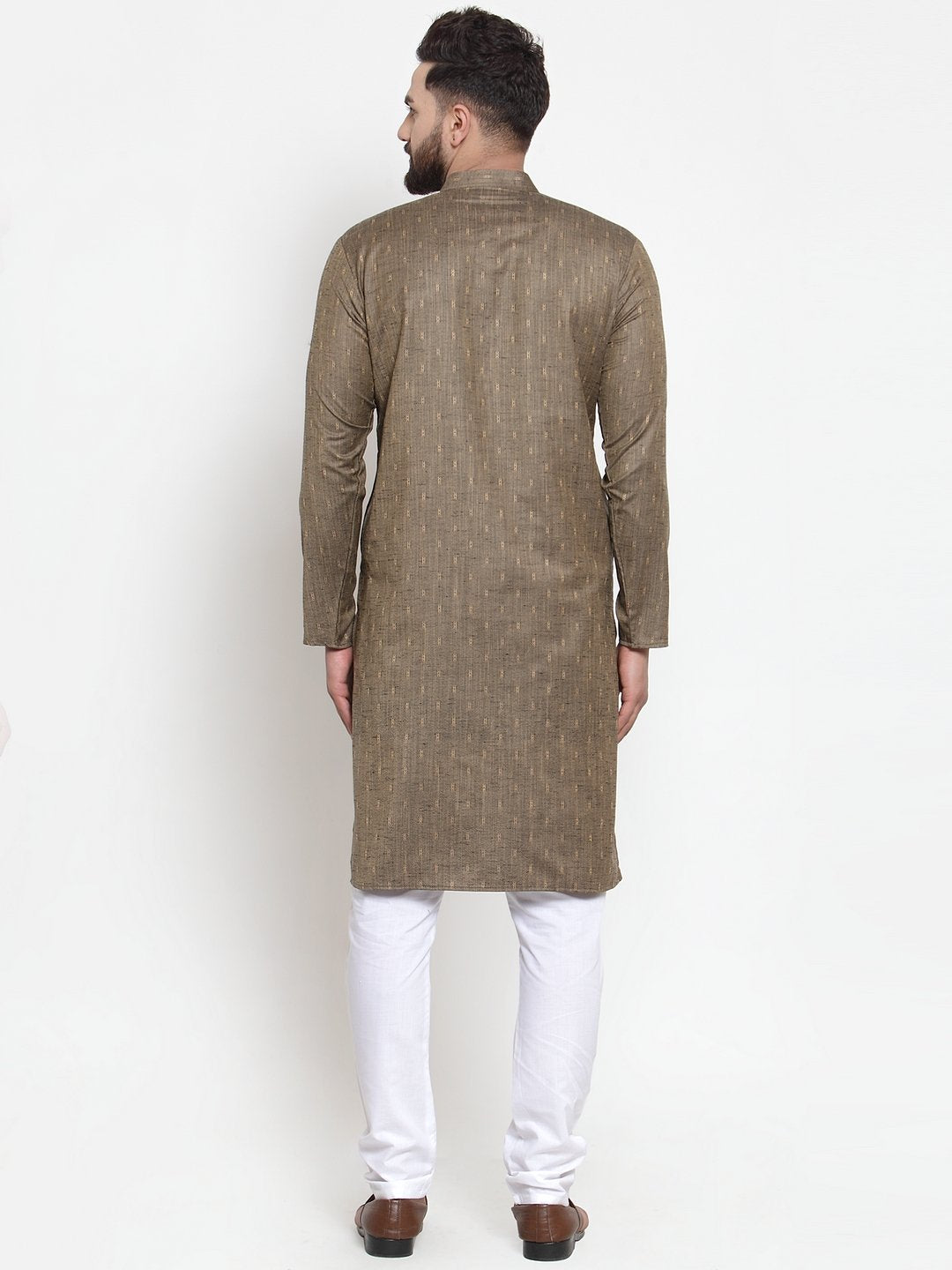 Jompers Men Bronze & White Self Design Kurta Only - Distacart