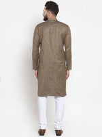 Thumbnail for Jompers Men Bronze & White Self Design Kurta Only - Distacart