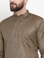 Thumbnail for Jompers Men Bronze & White Self Design Kurta Only - Distacart