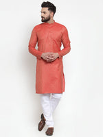 Thumbnail for Jompers Men Orange & White Self Design Kurta Only - Distacart