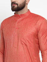 Thumbnail for Jompers Men Orange & White Self Design Kurta Only - Distacart