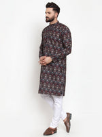 Thumbnail for Jompers Men Black & Beige Digital Printed Kurta Only - Distacart