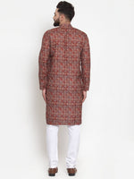 Thumbnail for Jompers Men Maroon & Beige Digital Printed Kurta with Churidar - Distacart