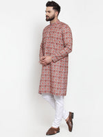 Thumbnail for Jompers Men Peach & Beige Digital Printed Kurta Only - Distacart