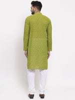 Thumbnail for Jompers Men's Green Cotton Printed Kurta Payjama Set