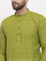Thumbnail for Jompers Men's Beautiful Green Cotton Printed Kurta Only