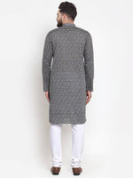 Thumbnail for Jompers Men Grey Printed Kurta with White Churidar - Distacart
