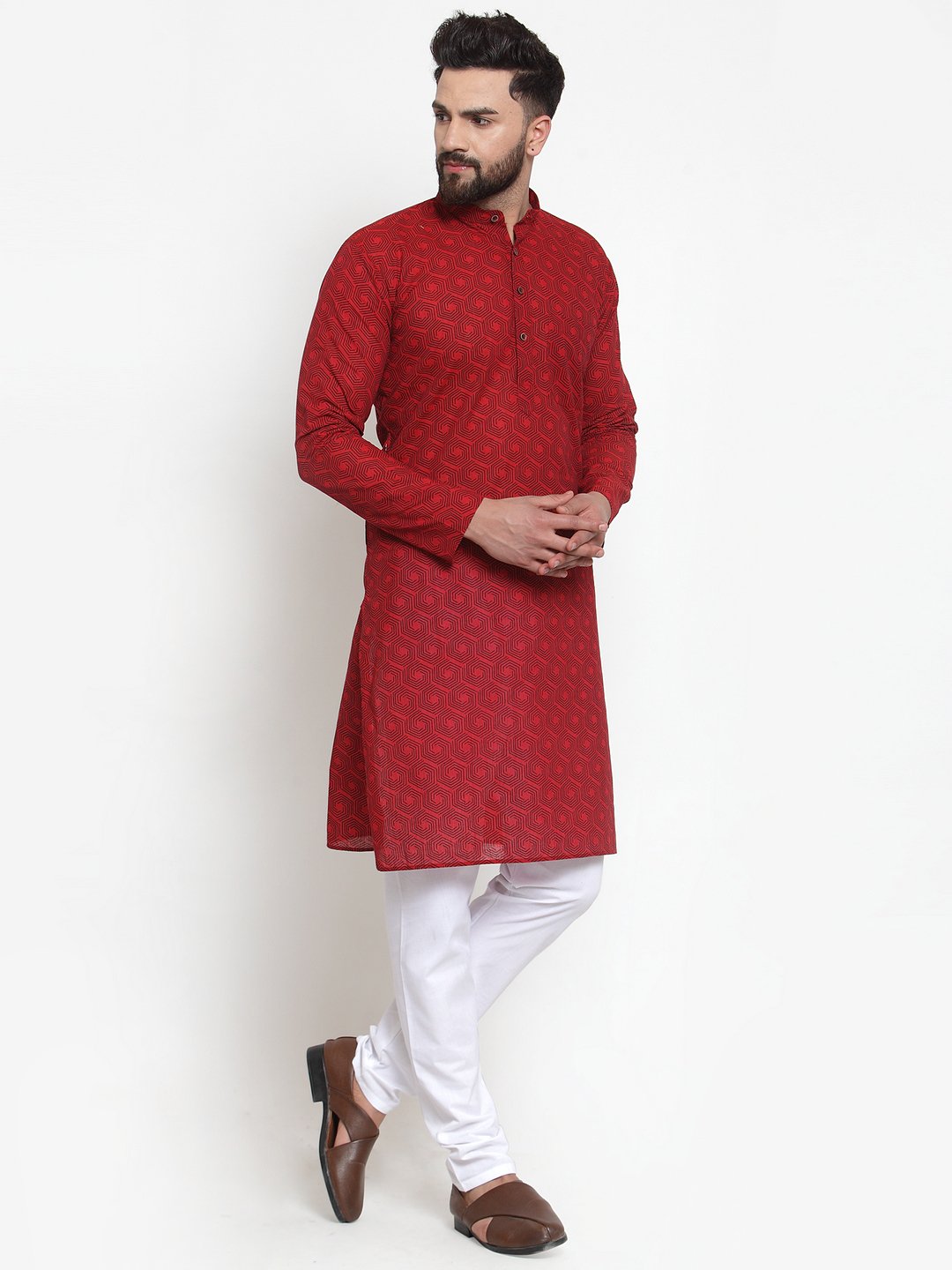 Jompers Men Red Printed Kurta Only - Distacart