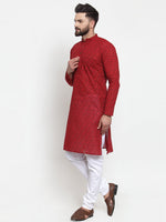 Thumbnail for Jompers Men Red Printed Kurta Only - Distacart