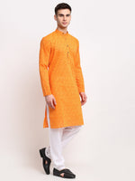 Thumbnail for Jompers Men's Yellow Cotton Printed Kurta Payjama Set