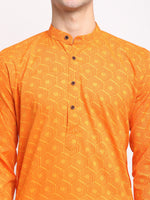 Thumbnail for Jompers Men's Yellow Cotton Printed Kurta Payjama Set