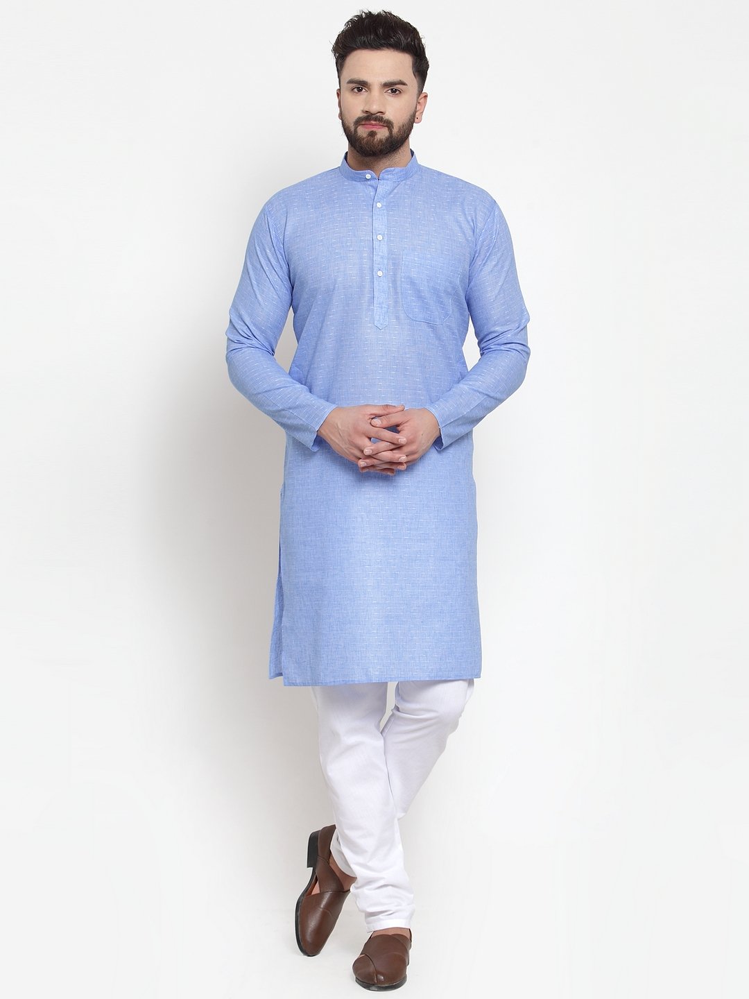 Jompers Men Blue Self-design Kurta with Churidar - Distacart