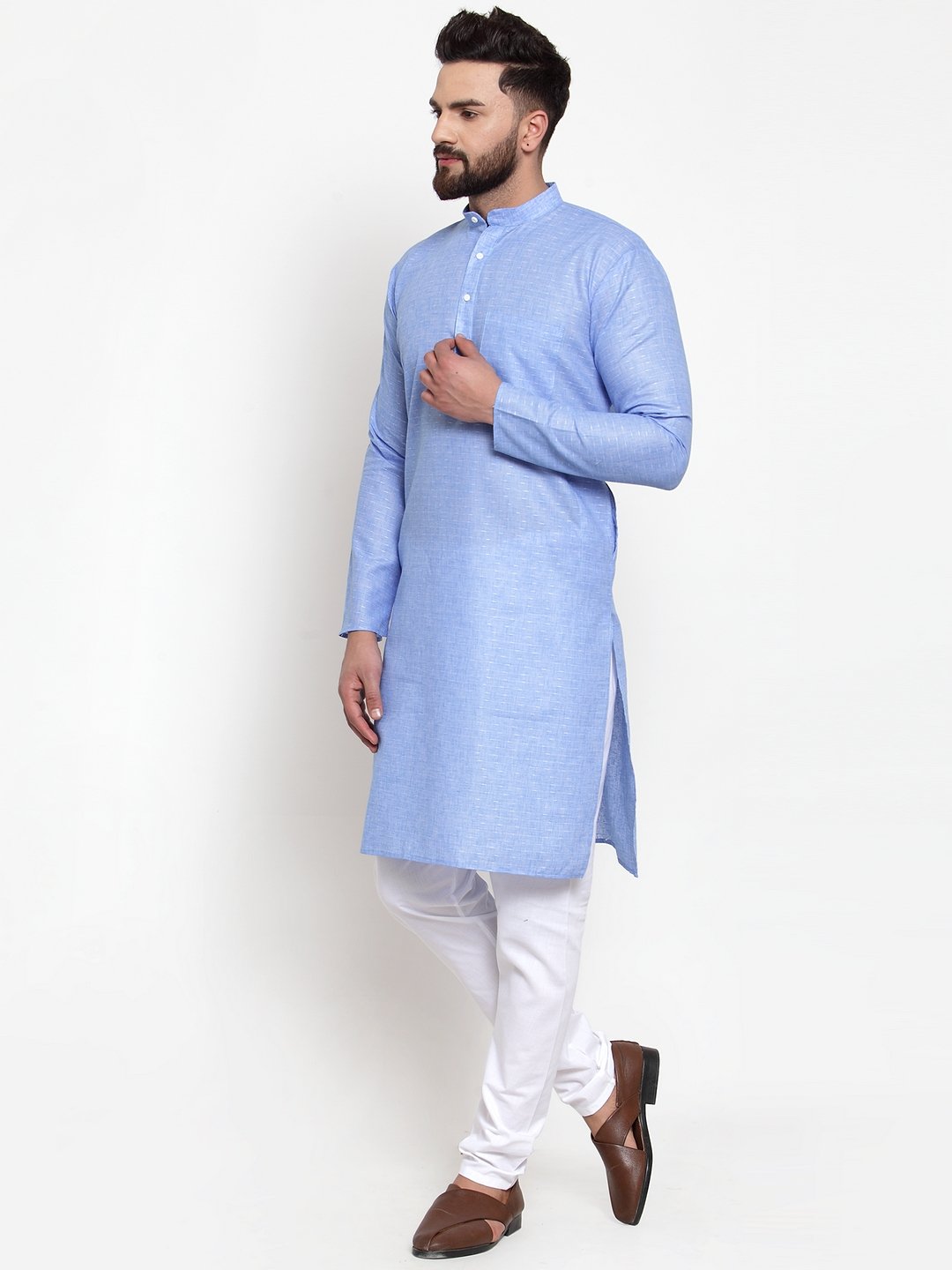 Jompers Men Blue Self-design Kurta Only - Distacart