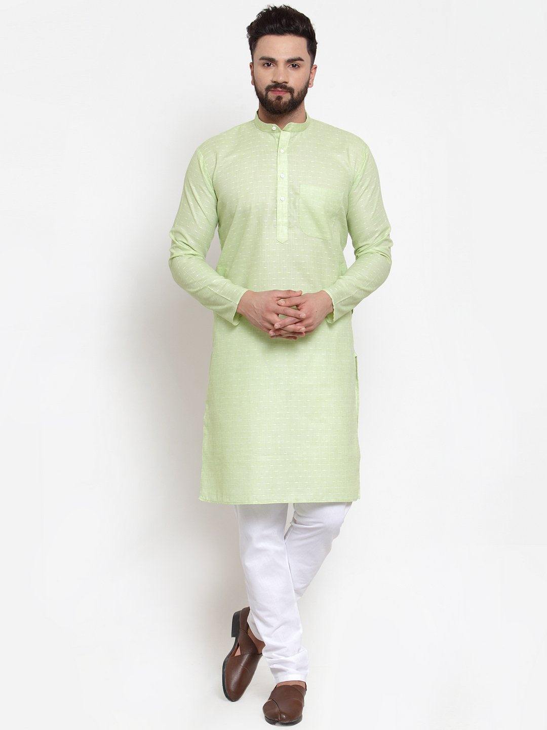 Jompers Men Green Self-design Kurta with Churidar - Distacart