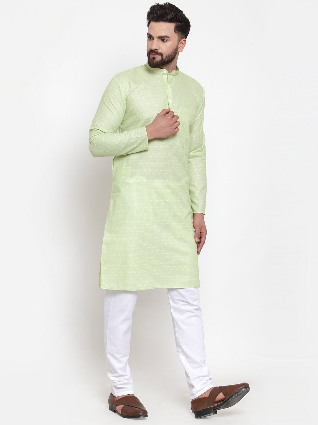 Jompers Men Green Self-design Kurta with Churidar - Distacart
