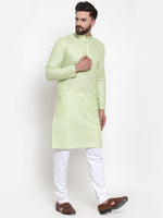 Thumbnail for Jompers Men Green Self-design Kurta with Churidar - Distacart