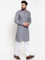 Thumbnail for Jompers Men Grey Self-design Kurta with Churidar - Distacart