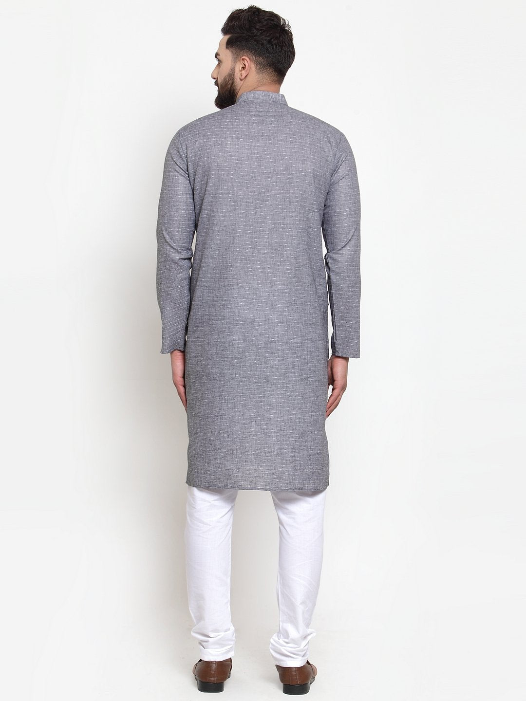 Jompers Men Grey Self-design Kurta with Churidar - Distacart