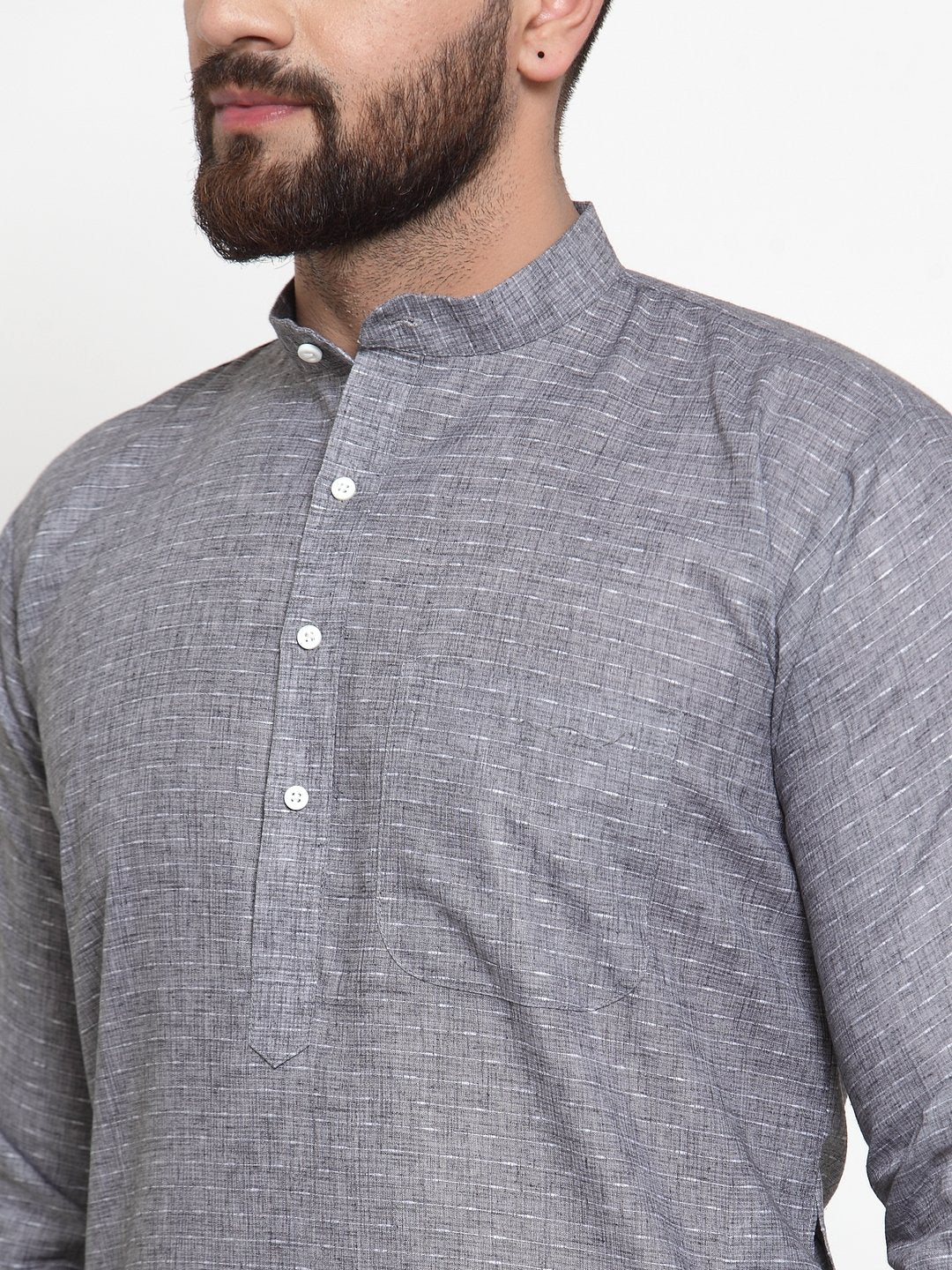 Jompers Men Grey Self-design Kurta Only - Distacart
