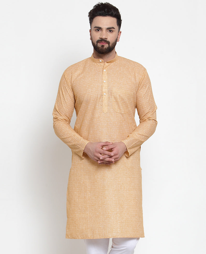 Jompers Men Orange Self-design Kurta Only - Distacart