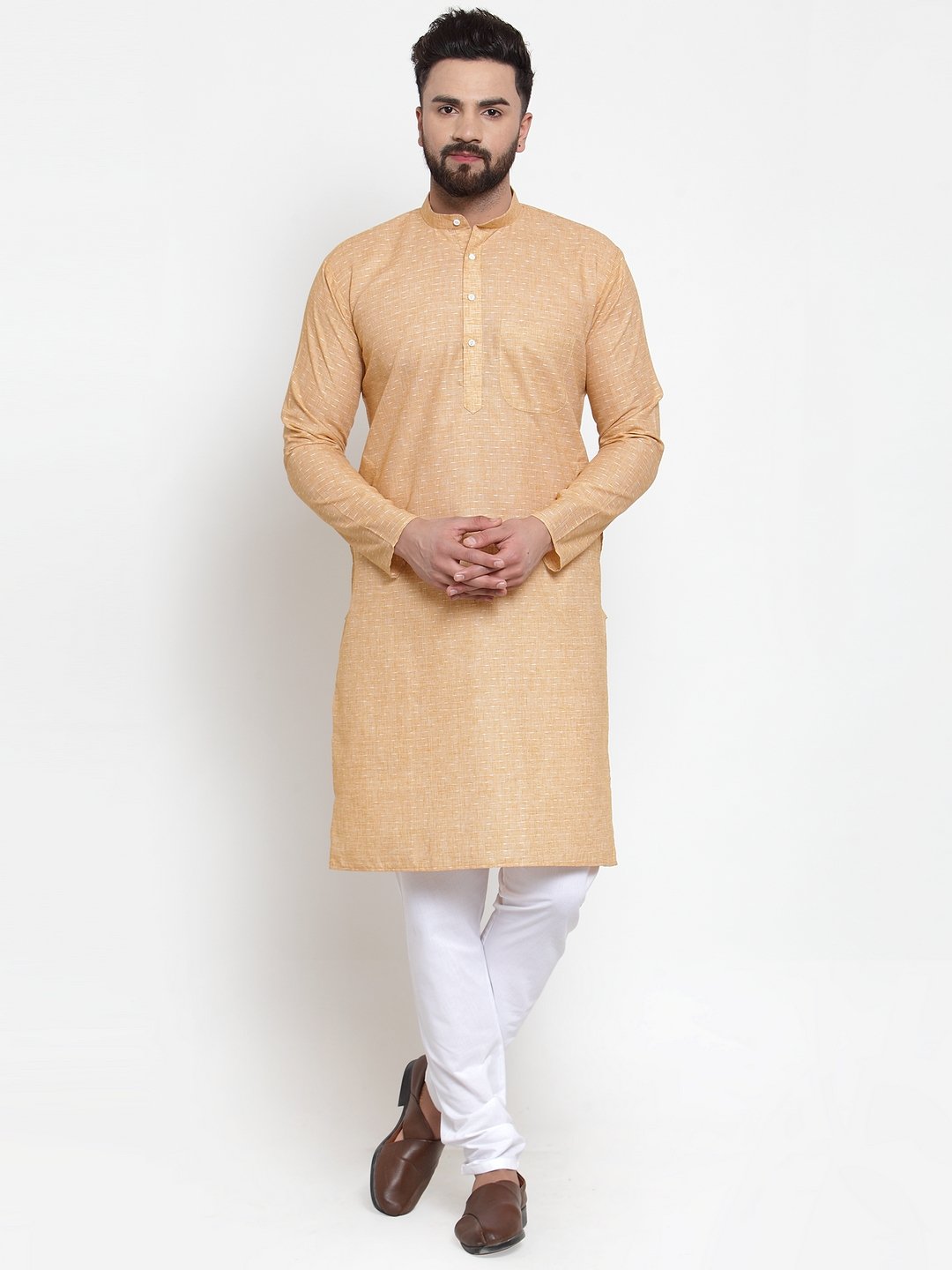 Jompers Men Orange Self-design Kurta Only - Distacart