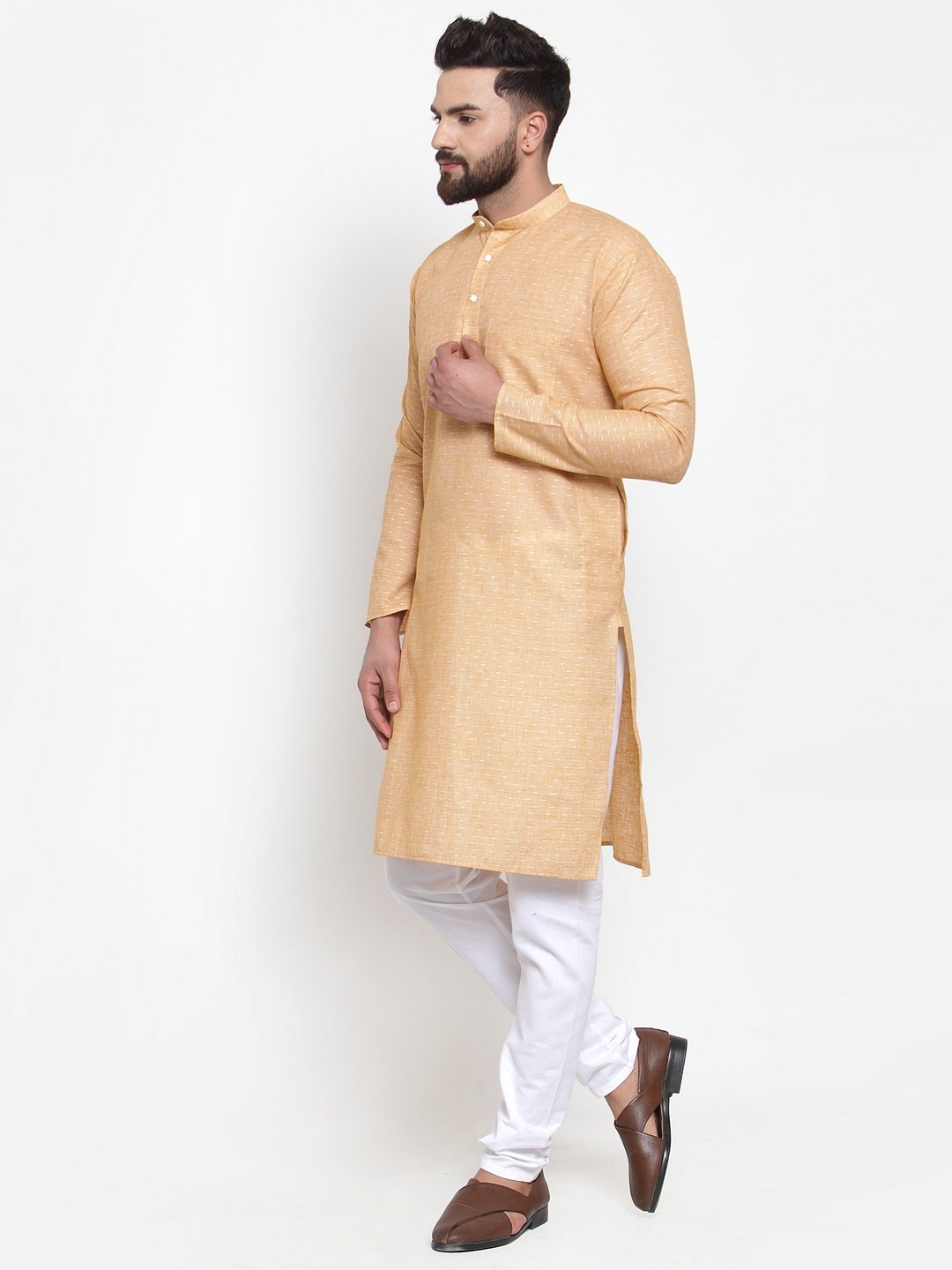 Jompers Men Orange Self-design Kurta Only - Distacart