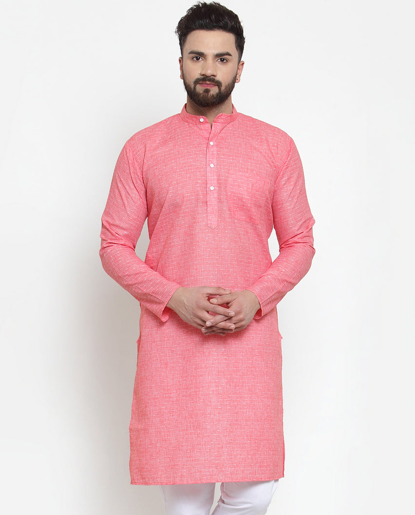 Jompers Men Pink Self-design Kurta Only - Distacart