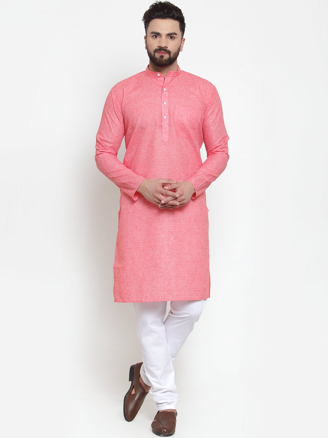 Jompers Men Pink Self-design Kurta with Churidar - Distacart