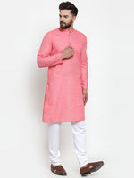 Thumbnail for Jompers Men Pink Self-design Kurta with Churidar - Distacart