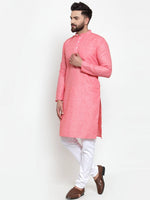 Thumbnail for Jompers Men Pink Self-design Kurta Only - Distacart