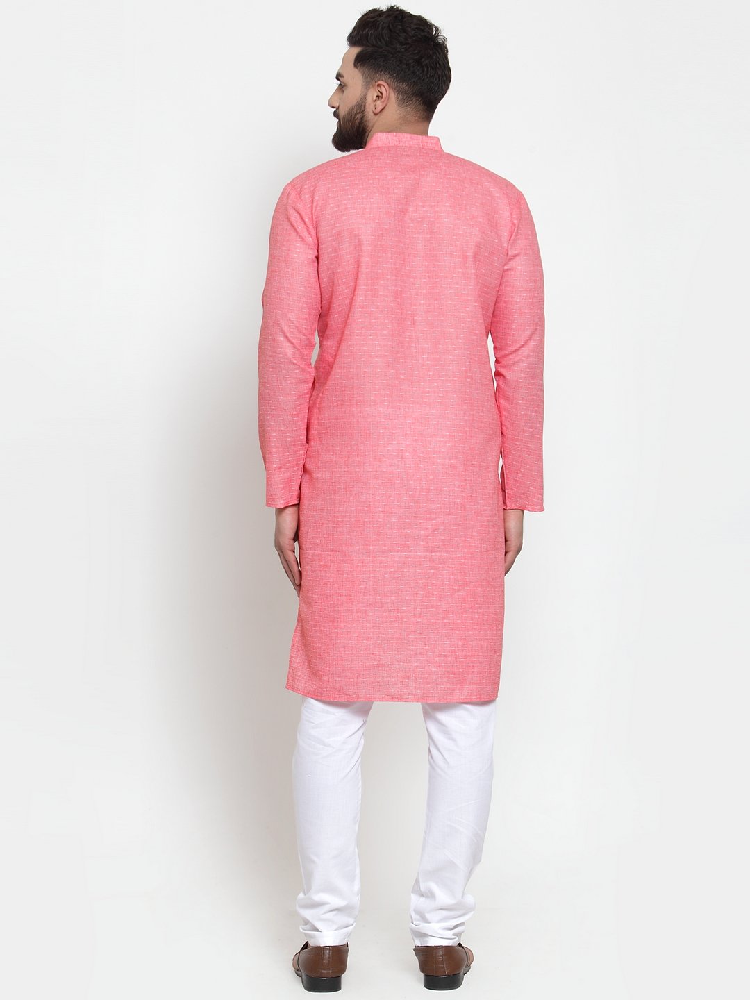 Jompers Men Pink Self-design Kurta Only - Distacart