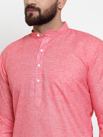 Thumbnail for Jompers Men Pink Self-design Kurta Only - Distacart