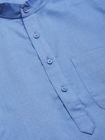 Thumbnail for Jompers Men's Blue Cotton Solid Kurta Only