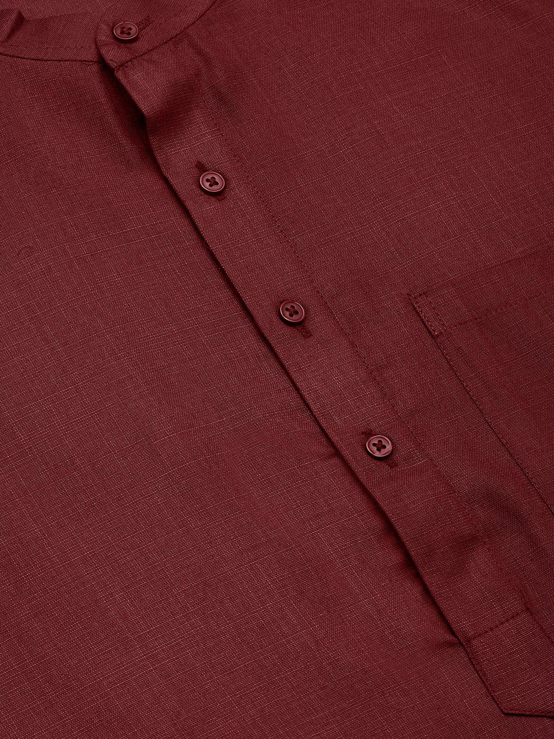 Jompers Men's Maroon Cotton Solid Kurta Only