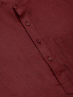 Thumbnail for Jompers Men's Maroon Cotton Solid Kurta Only