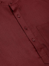 Thumbnail for Jompers Men's Maroon Cotton Solid Kurta Pyjama